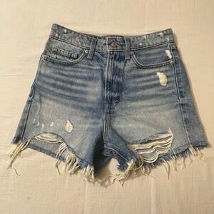 Lucky Brand Womens 4/27 High Rise Cut‎ Off Denim Shorts Distressed Frayed Hem